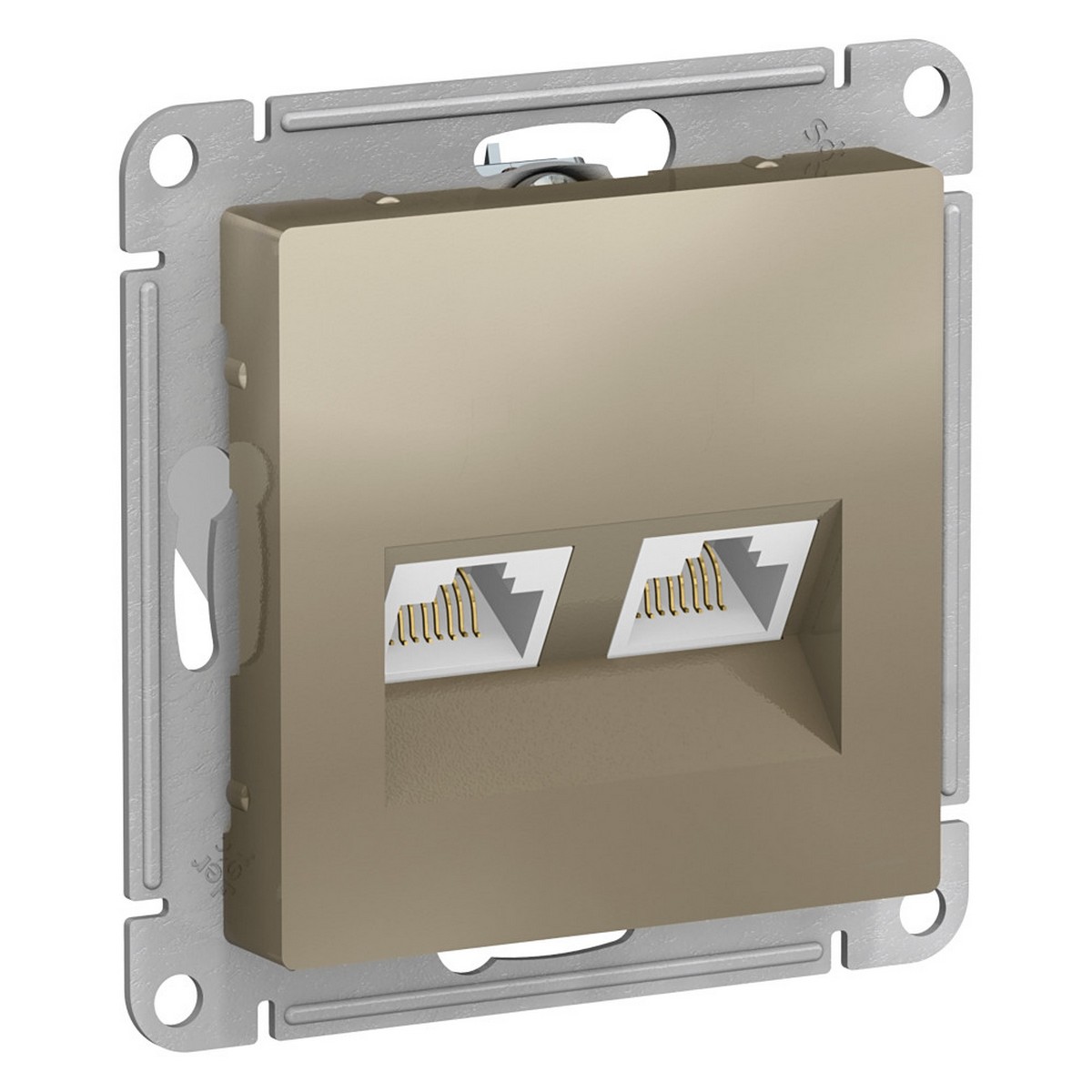 Розетка компьютерная Systeme Electric AtlasDesign Шампань двойная RJ45+RJ45, кат.5E, ATN000585