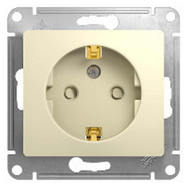 Розетка Systeme Electric Glossa Бежевый с заземлением со шторками GSL000245