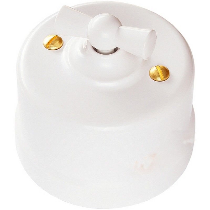 Bironi Лизетта - Ретро розетки и выключатели Выключатель BIRONI Пластик Белый перекрестный B1-203-21