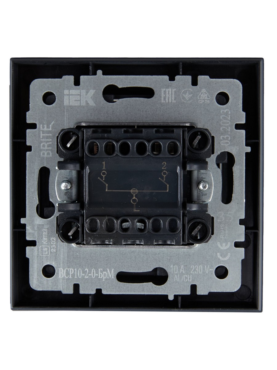IEK Brite Маренго Выключатель IEK BRITE Маренго 2-кл. 10А в сборе ВСР10-2-0-БрМ BR-V20-0-10-K35-F