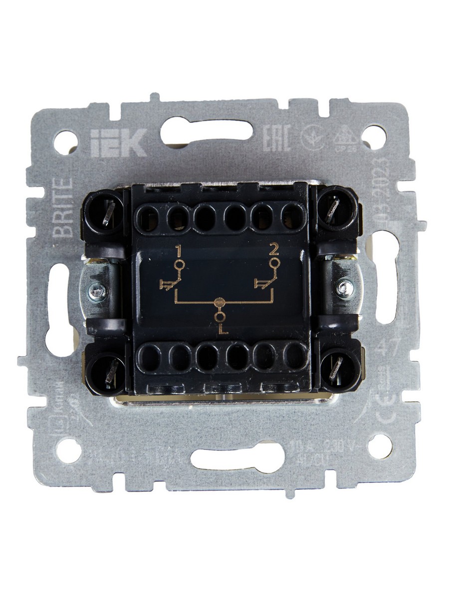 Выключатель IEK BRITE жалюзи 10А ВС10-1-5-БрА алюминий BR-V15-0-10-K47
