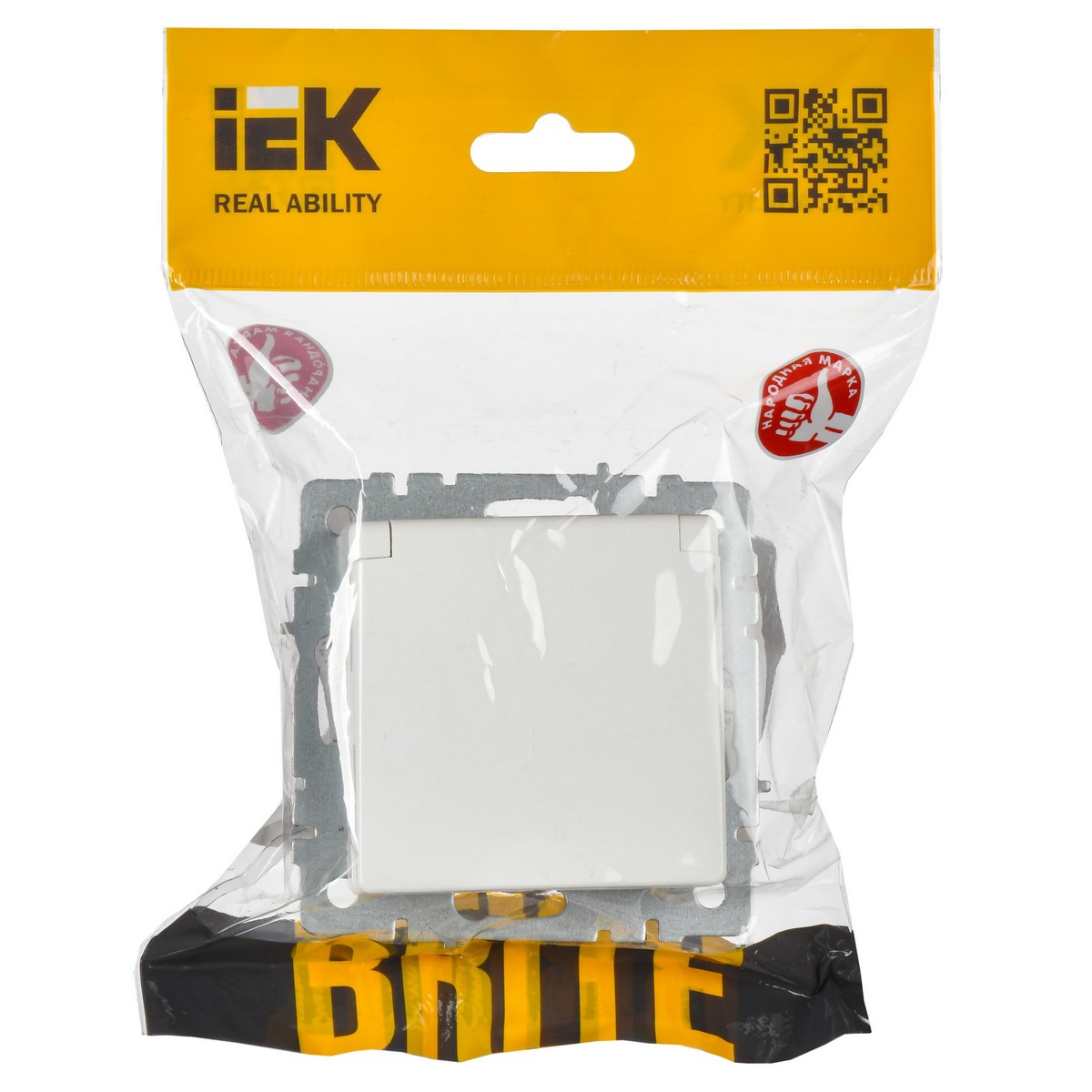 Розетка IEK BRITE с/з с шторками и крышкой 16А IP20 РСбш10-3-БрБ белый BR-R16-16-K01