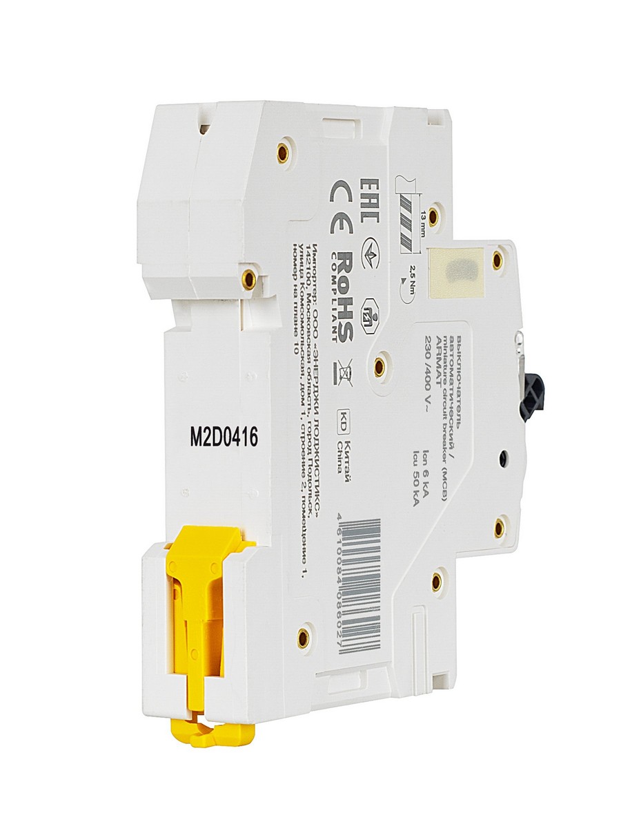 Автоматический выключатель IEK ARMAT M06N 1P D 4А AR-M06N-1-D004