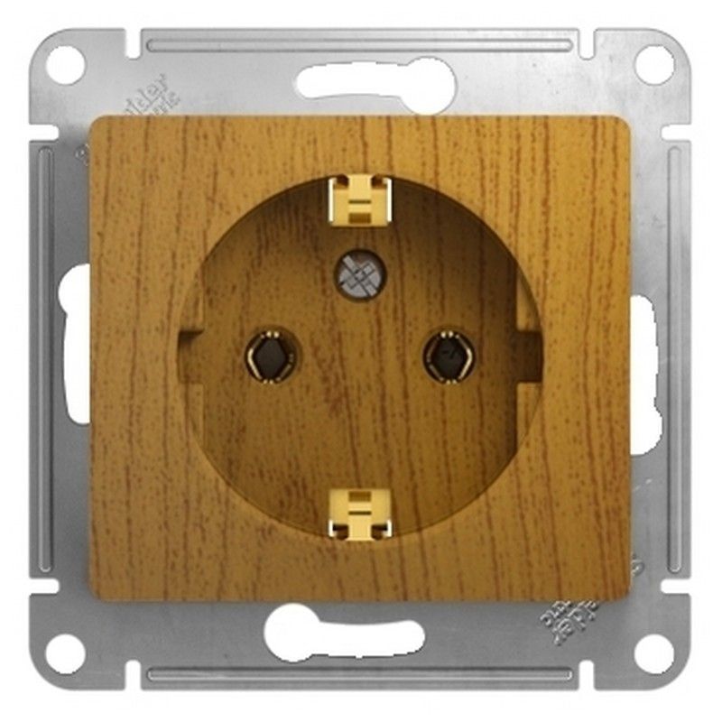 Glossa Дуб Розетка Systeme Electric Glossa Дерево Дуб с заземлением GSL000543