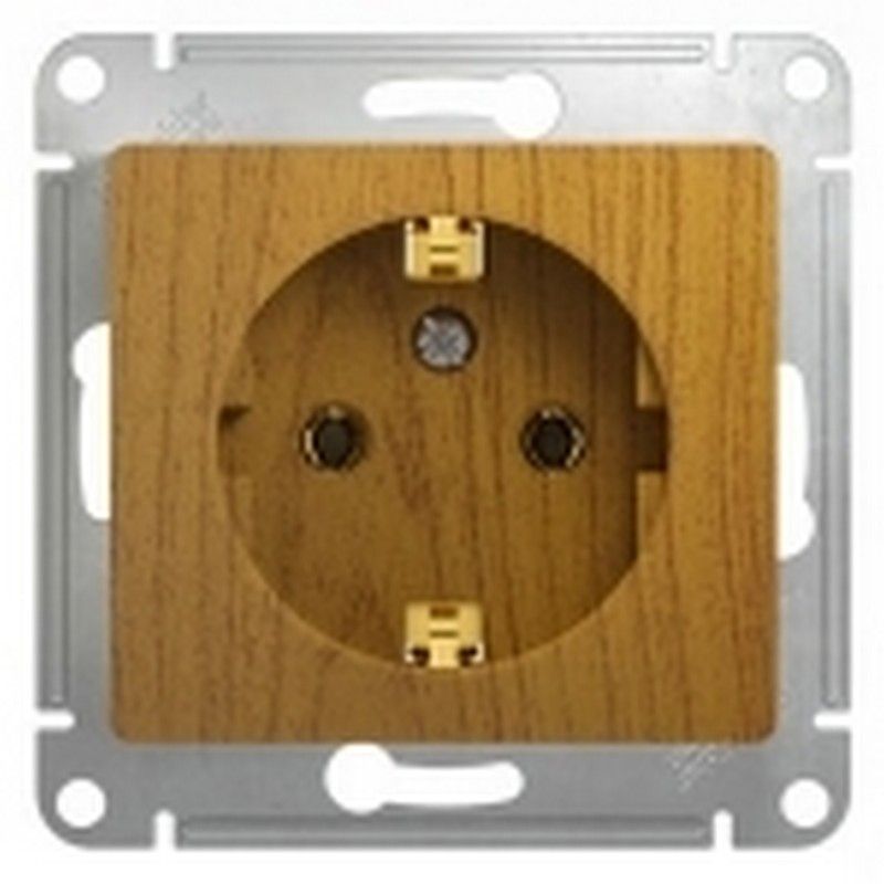 Glossa Дуб Розетка Systeme Electric Glossa Дерево Дуб с заземлением GSL000543