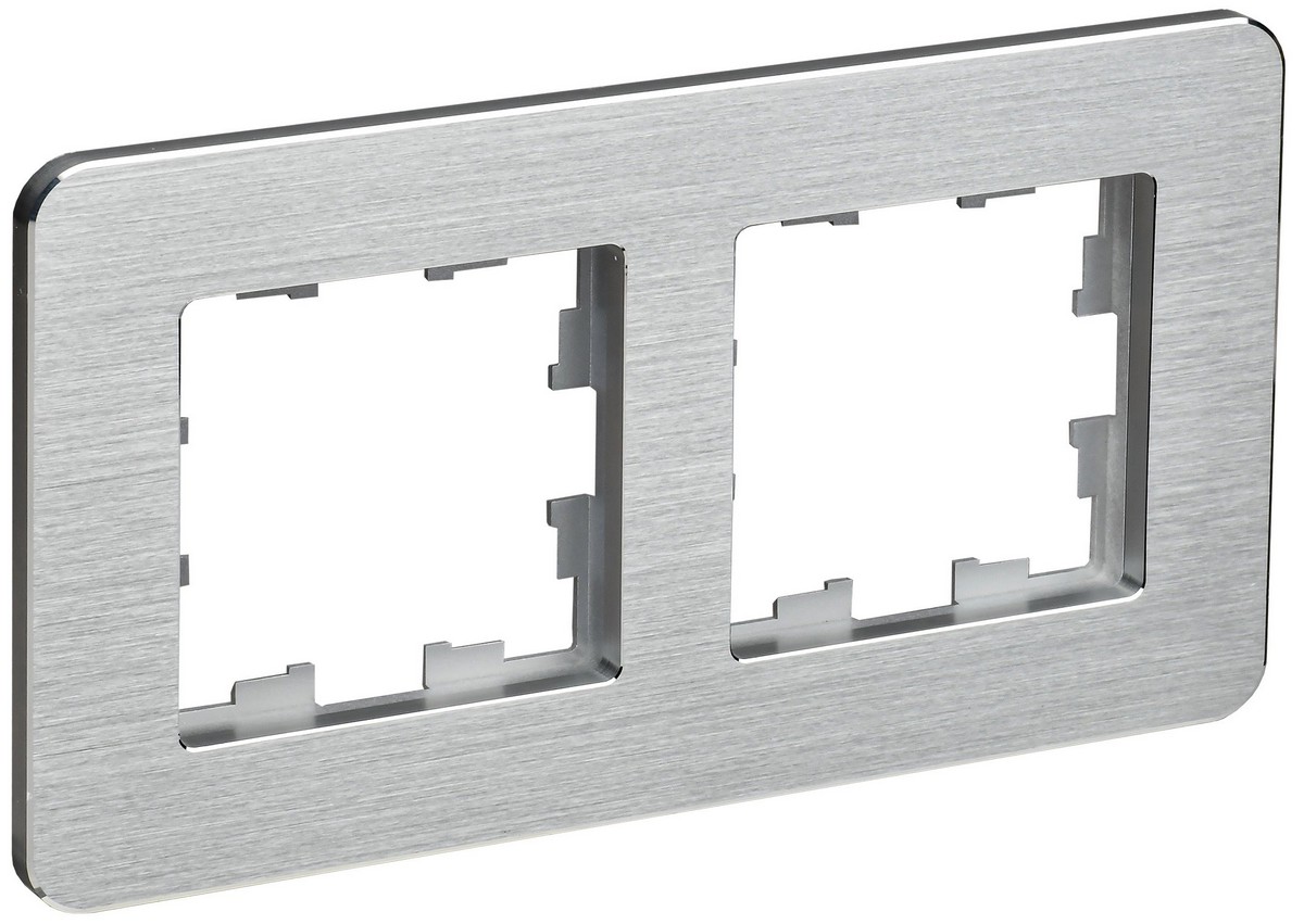 Рамка IEK BRITE DECOR Алюминий/алюм метал. скругл.угол 2-м РУ-2-1-Бр RE AL BR-M22-M-21-K47