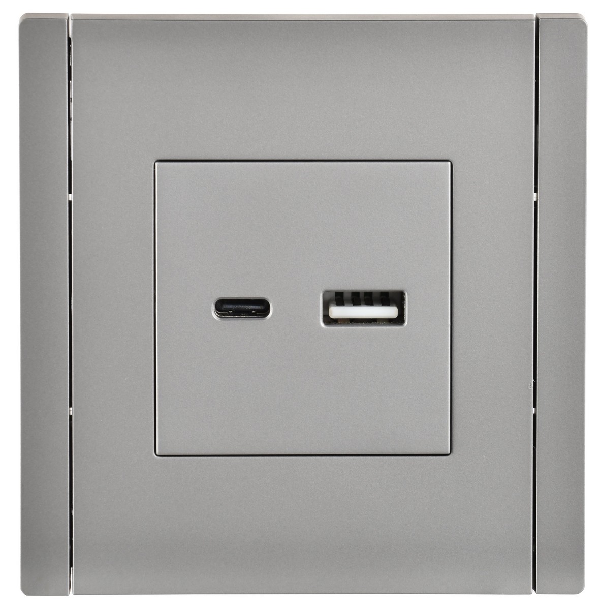 Розетка IEK FORTE&PIANO Сталь USB A+C 3,1А FP550
