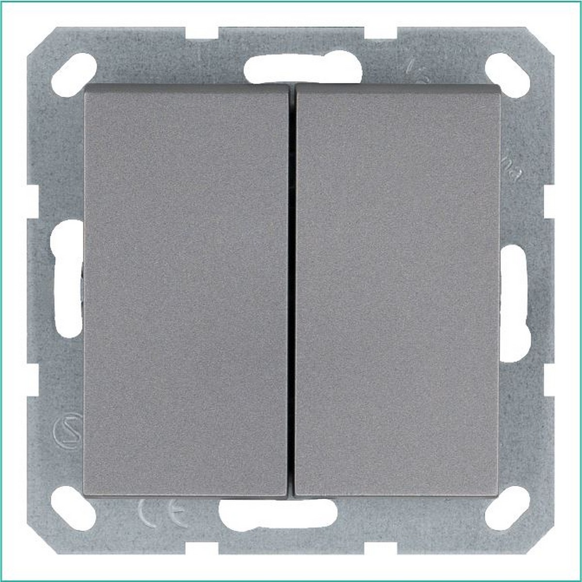 JASMART G - розетки и выключатели Выключатель JASMART двухклавишный перекрестный Алюминий G3014S