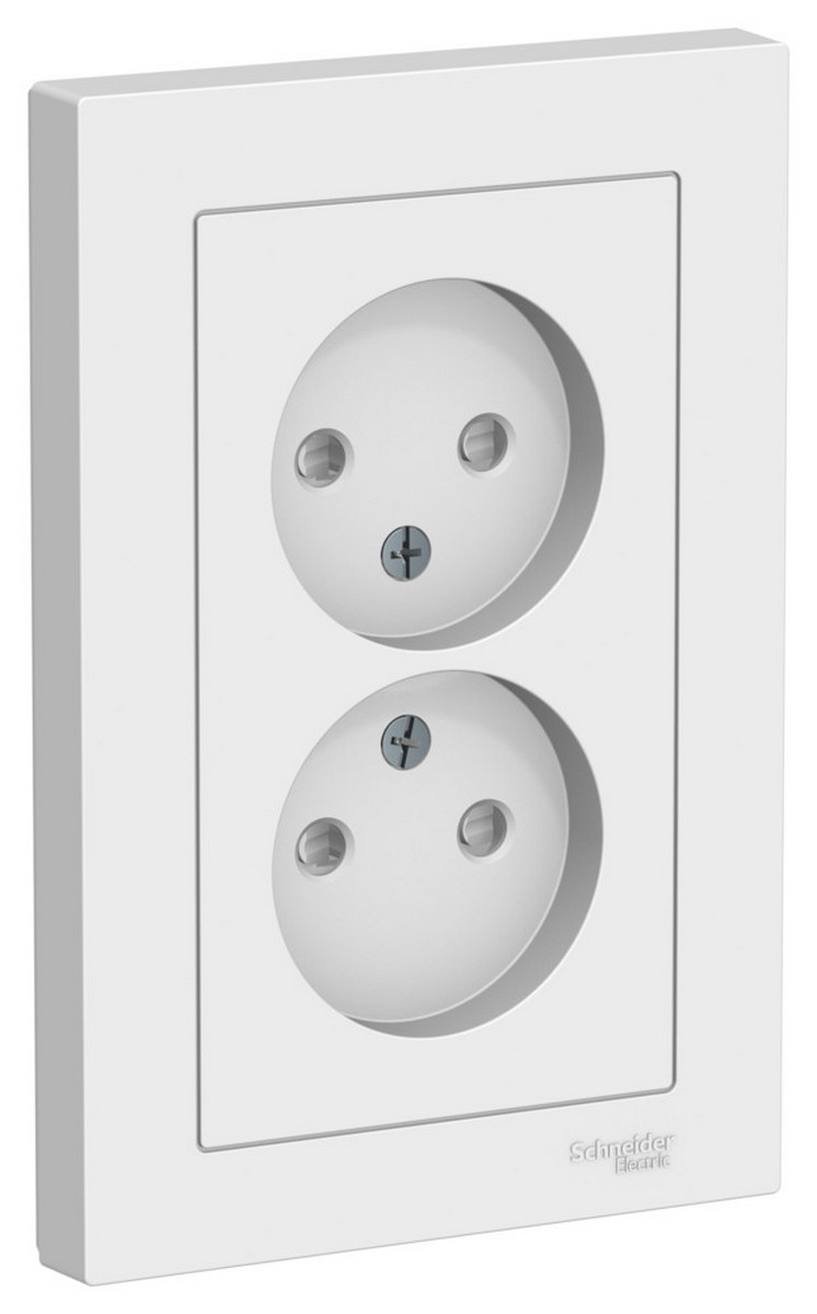 AtlasDesign Лотос Розетка Systeme Electric AtlasDesign Лотос двойная б/з со в сборе ATN001322