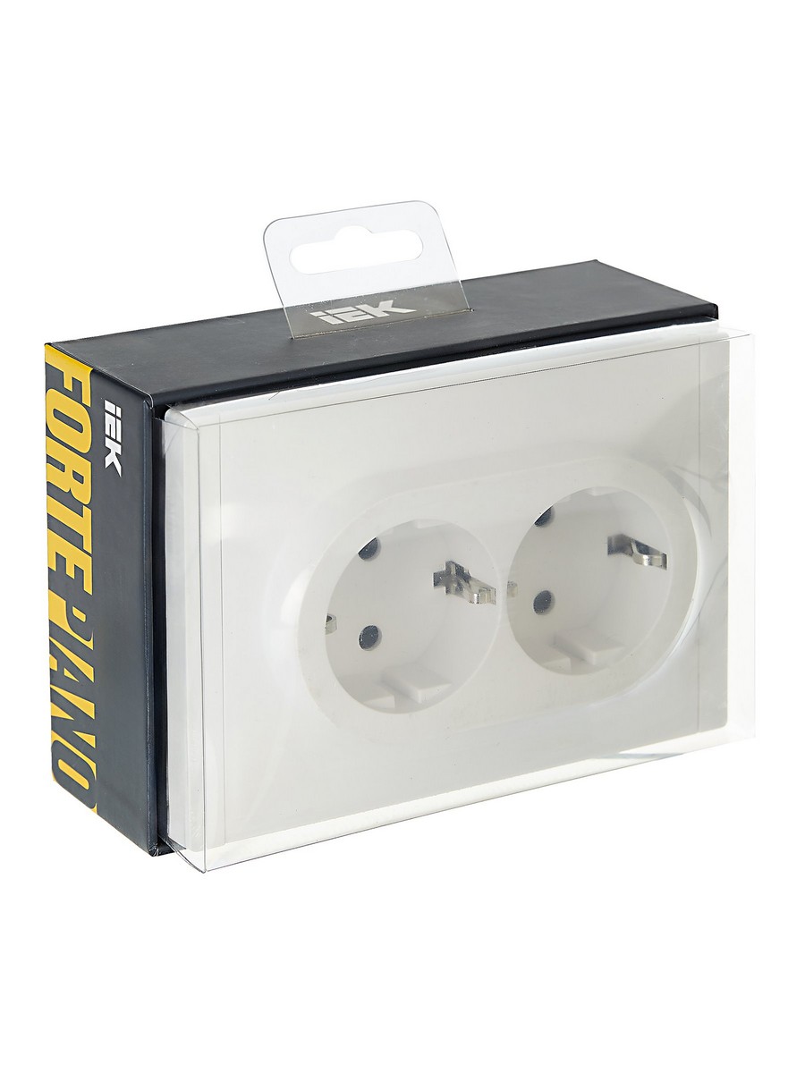 IEK FORTE&PIANO Белый Розетка IEK FORTE&PIANO Белый 2-я с/з со шт безвинтовое крепление 16А FP223