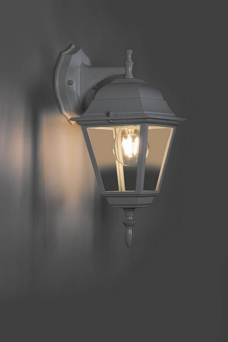 Светильник садово-парковый Feron PL4102 четырехгранный на стену вниз 60W E27 230V белый 11015