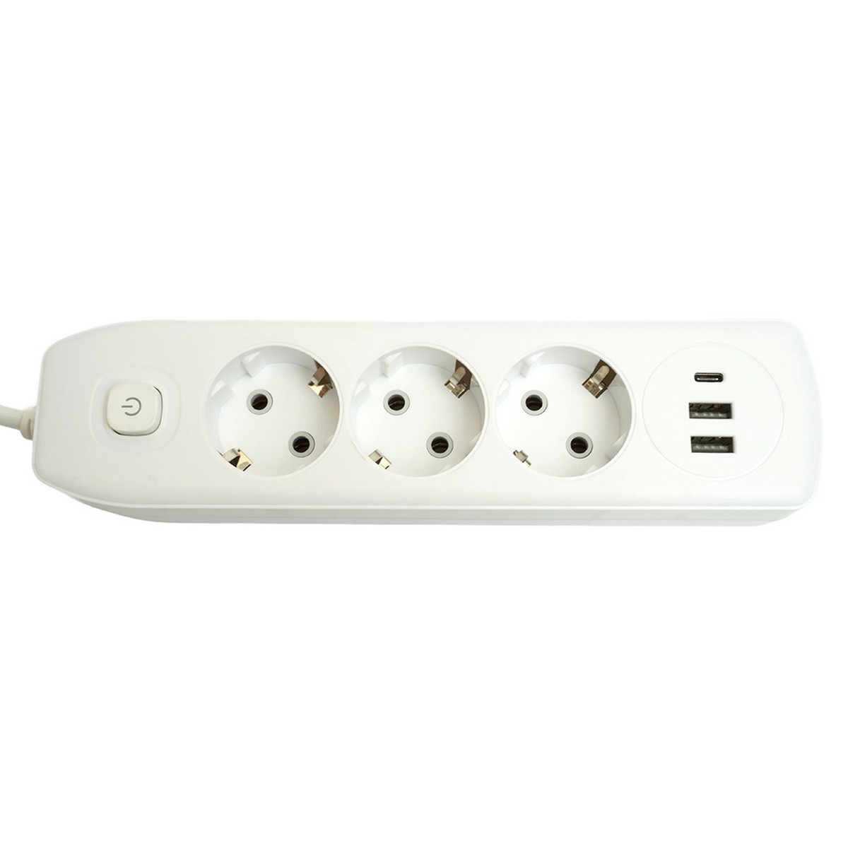 Удлинитель STEKKER HM08-33-02 3-местный c/з 3x1 мм2 1,8 м 2USB+1Type-C 2,4А Home белый 49970