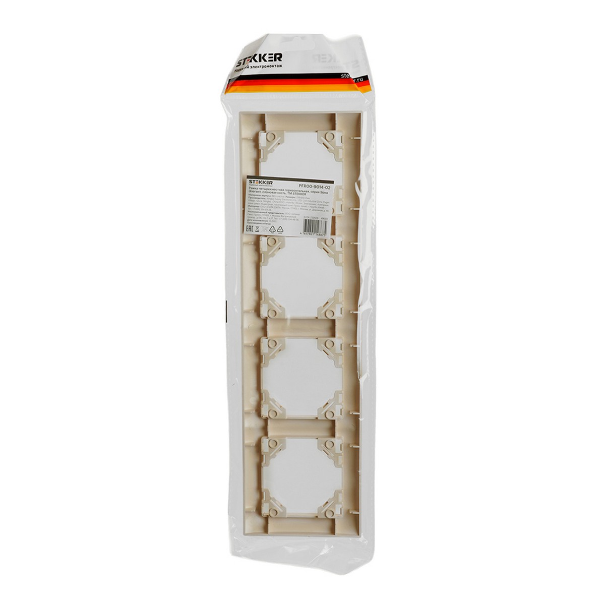 Рамка STEKKER 4-местная Эрна Элегант слоновая кость PFR00-9014-02 49669