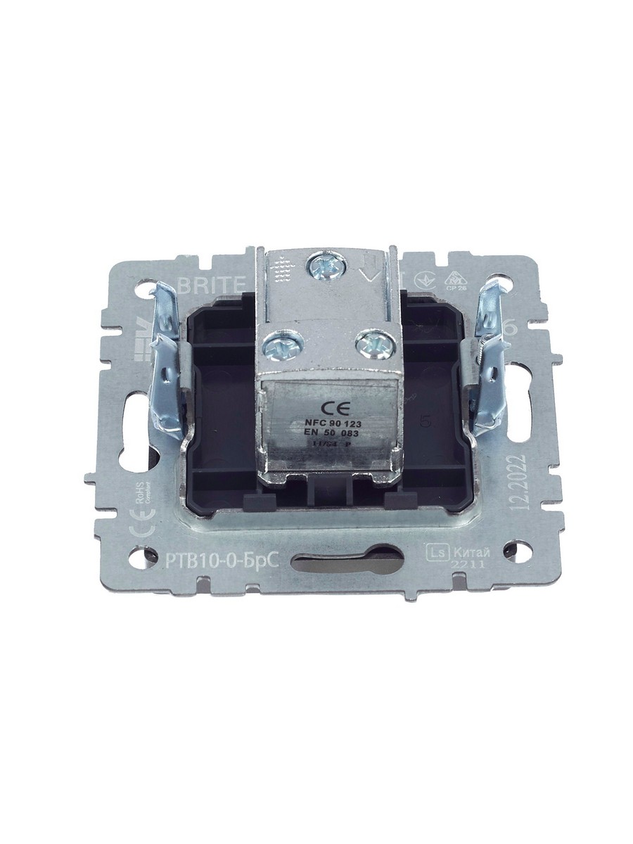 Розетка IEK BRITE TV проходная РТВ10-0-БрС сталь BR-A10-P-K46