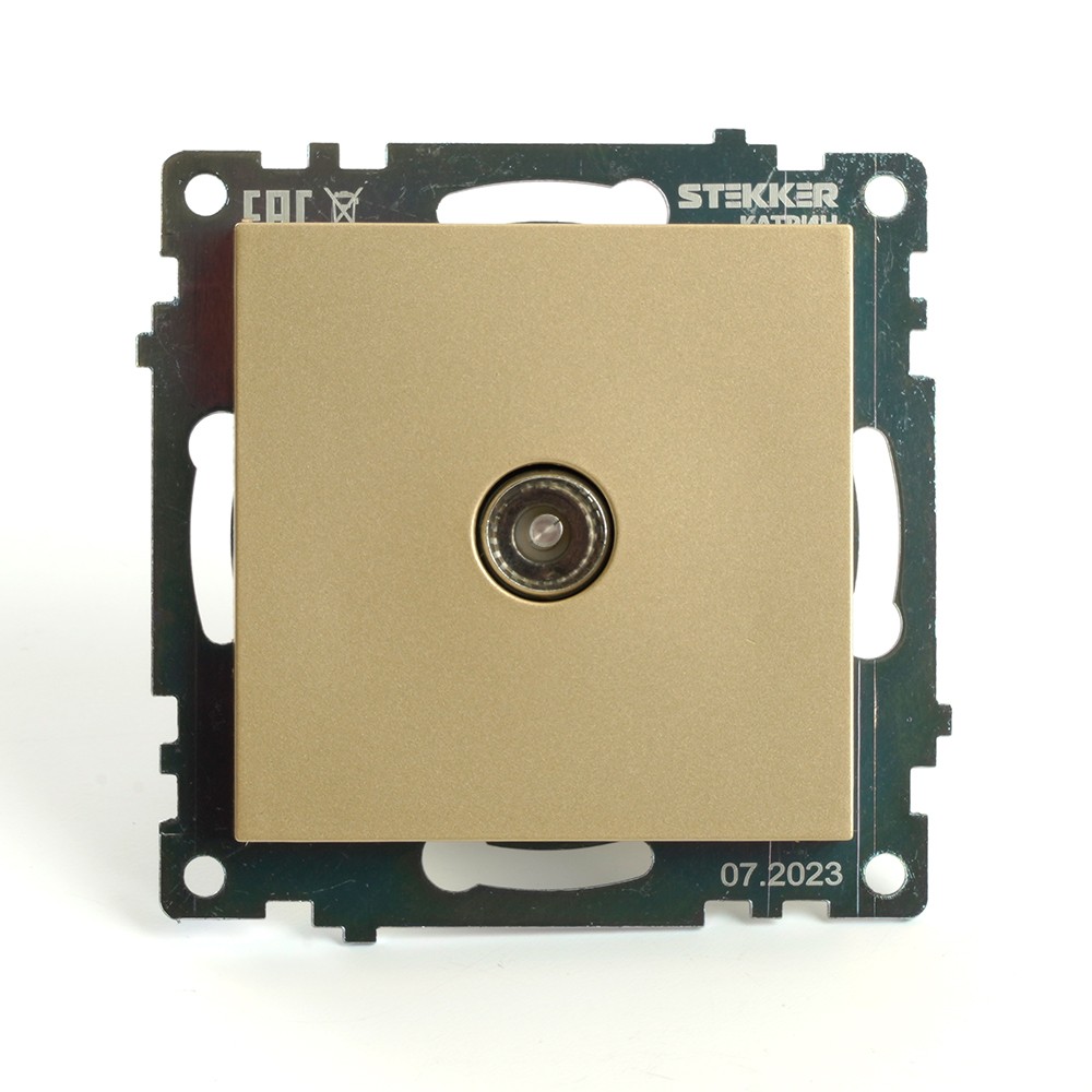 Катрин - Розетки и выключатели Stekker Розетка телевизионная 1-местная STEKKER GLS00-7108-08 75 Ом 5-862МГц Катрин золото 49228