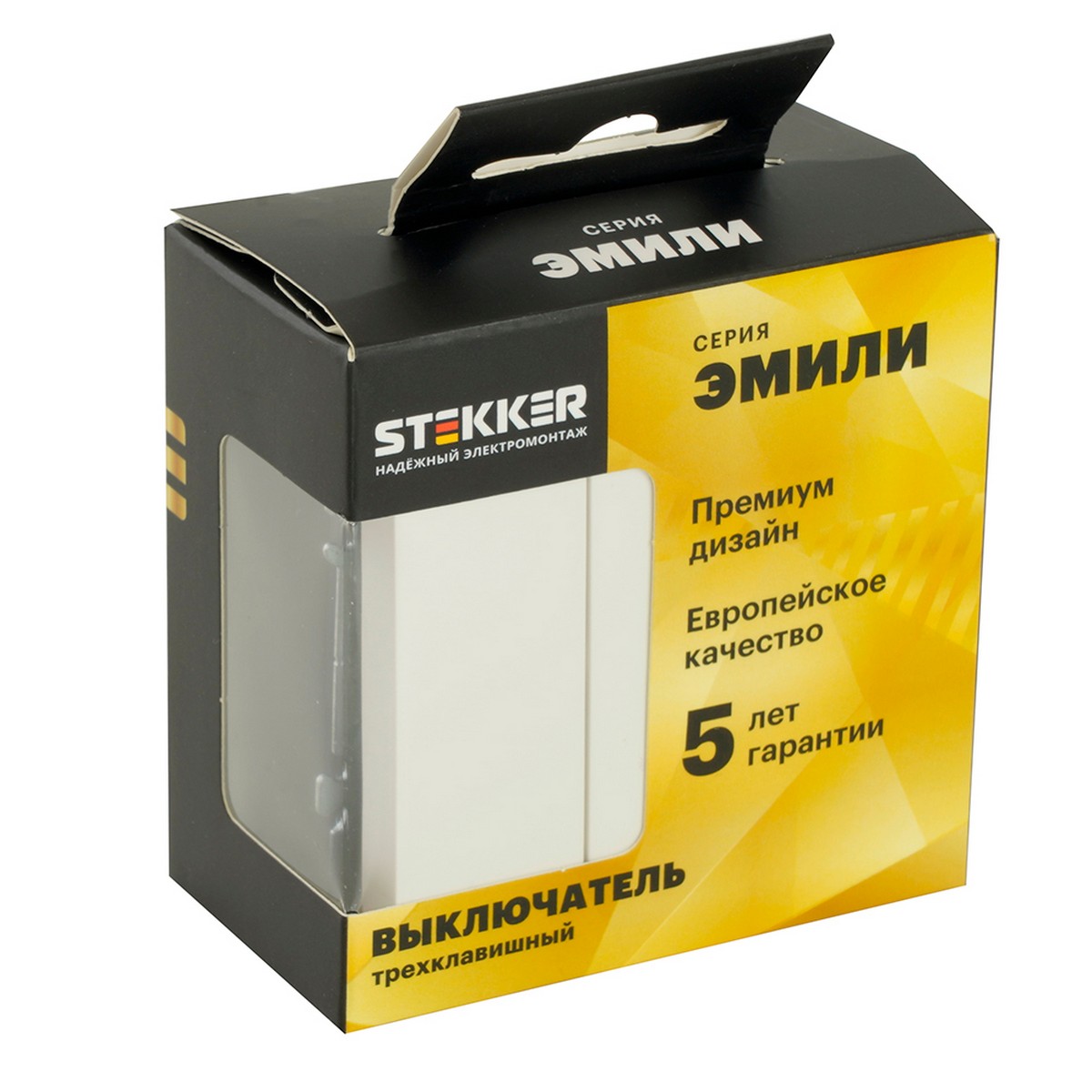 Эмили - Розетки и выключатели Stekker Выключатель 3-клавишный STEKKER Эмили RSW10-5108-01 белый фарфор soft touch 49870