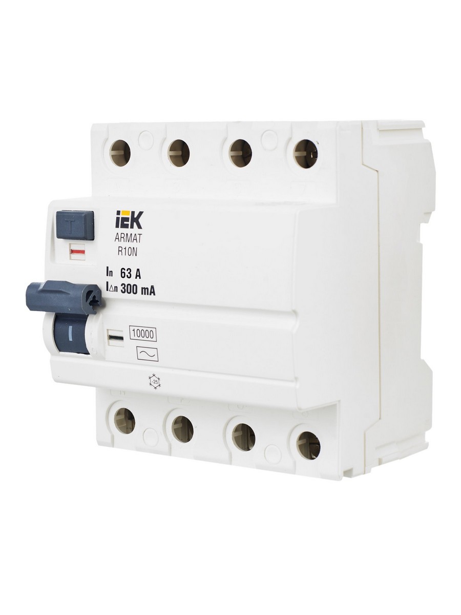 ВДТ УЗО IEK ARMAT R10N 4P 63А 300мА тип AC AR-R10N-4-063C300