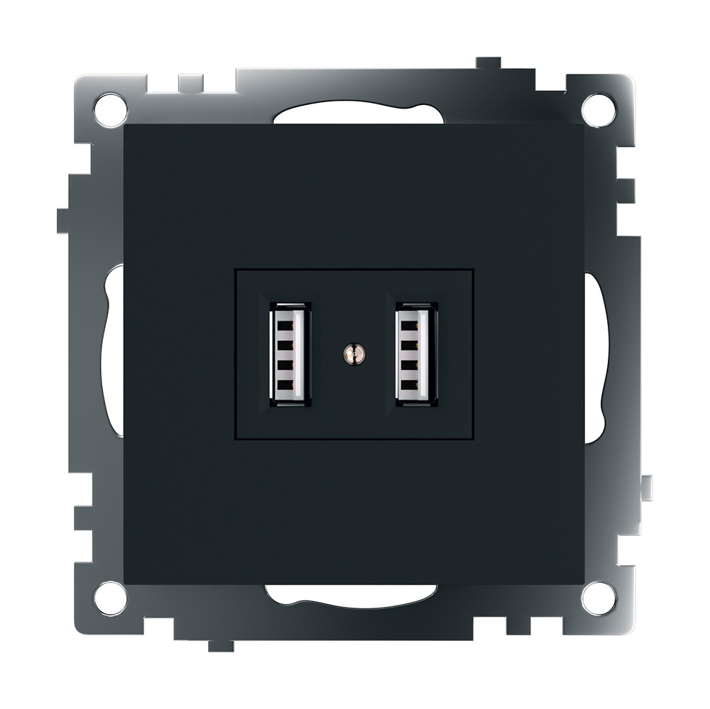 Катрин - Розетки и выключатели Stekker Розетка USB 2-местная STEKKER GLS10-7115-05 250B 21А Катрин черный 39616