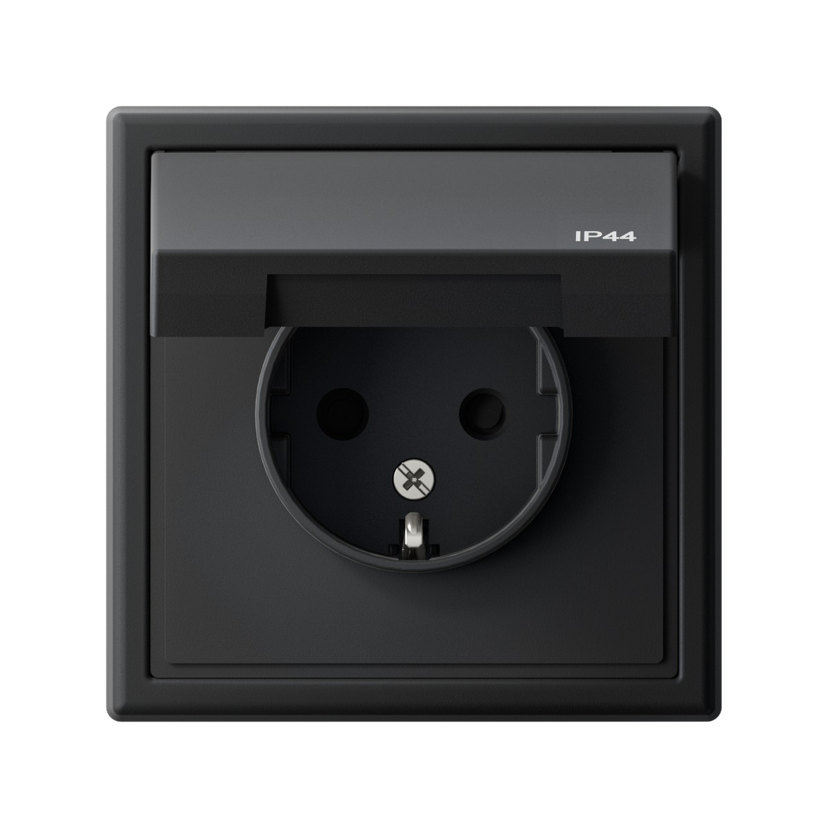 Розетка Systeme Electric ArtGallery Карбон с заземл. со шт. с крышк 16А IP44 GAL441046
