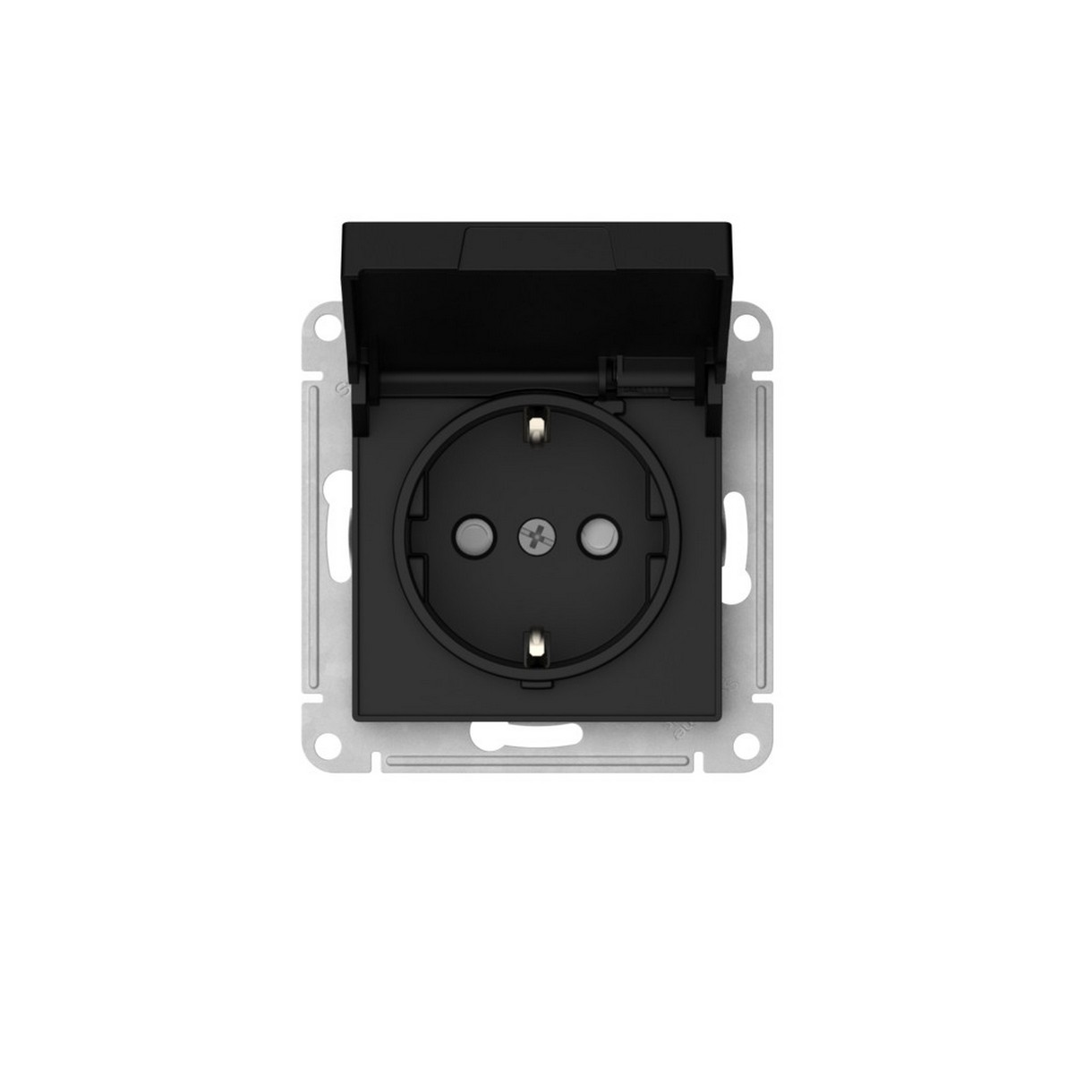 Розетка SE AtlasDesign Карбон с заземл. со шторк. с крышкой IP20 быстрозажим. клем. ATN001046S