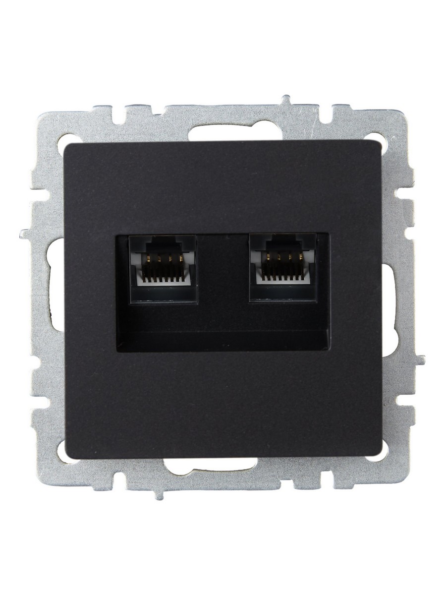 IEK Brite Черный Розетка компьютерная IEK BRITE BASE Черный 2-ая RJ45 кат.6 РК11-2-БрЧ BR-K20-2-K02
