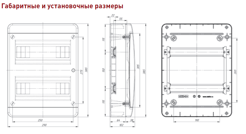 Щит распределительный Tekfor BNK 40-24-1 на 24 мод, накладной IP41 прозрачная черная дверца