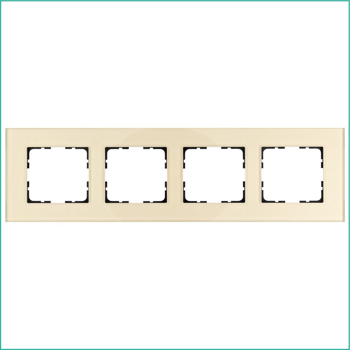 JASMART G - розетки и выключатели Рамка JASMART 4-постовая стекло Champagne Gold GLASS G1004GG