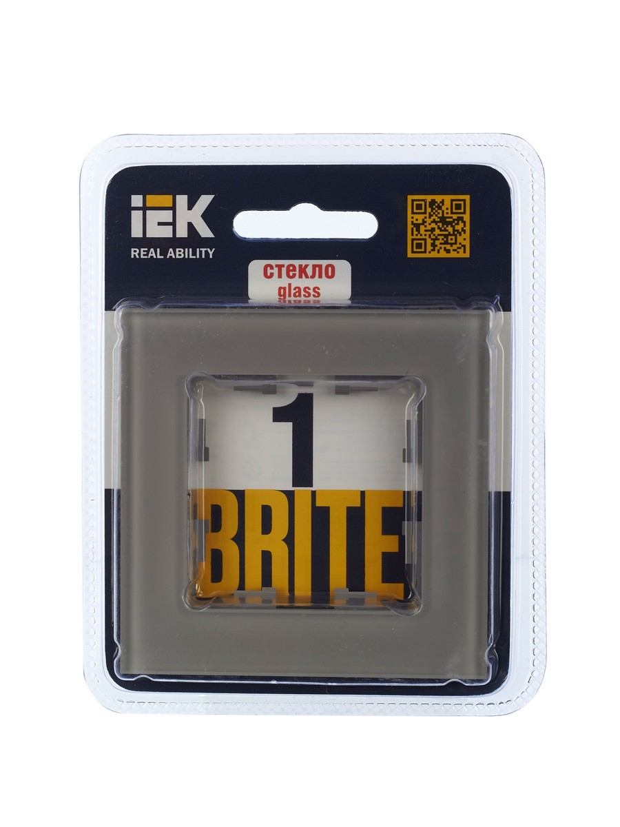 Рамка IEK BRITE 1-местная РУ-1-2-БрД стекло дымчатый BR-M12-G-K30