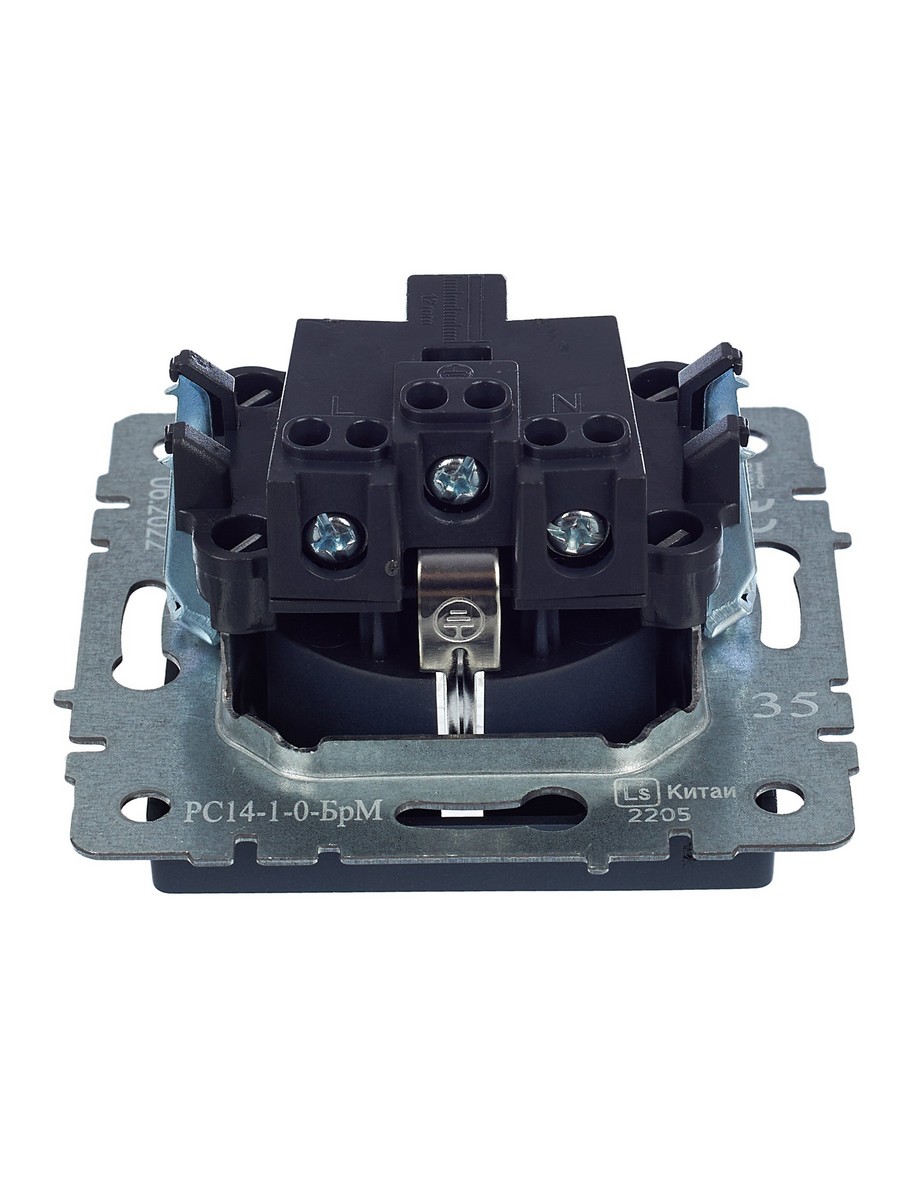 IEK Brite Маренго Розетка IEK BRITE с/з с шторками 16А РС14-1-0-БрМ маренго BR-R14-16-K35