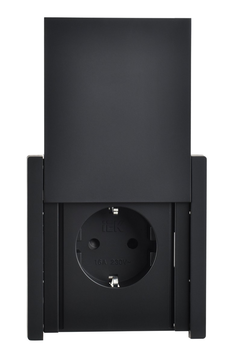 IEK FORTE&PIANO Черный Розетка IEK FORTE&PIANO Черный с/з со шт с крышкой винтовое крепление 16А IP44 FP121