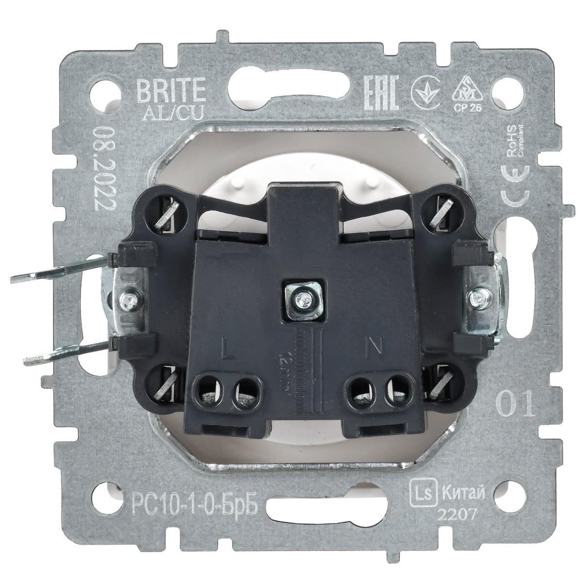 IEK Brite Белый Розетка IEK BRITE б/з без шторок 10А РС10-1-0-БрБ белый BR-R10-10-K01