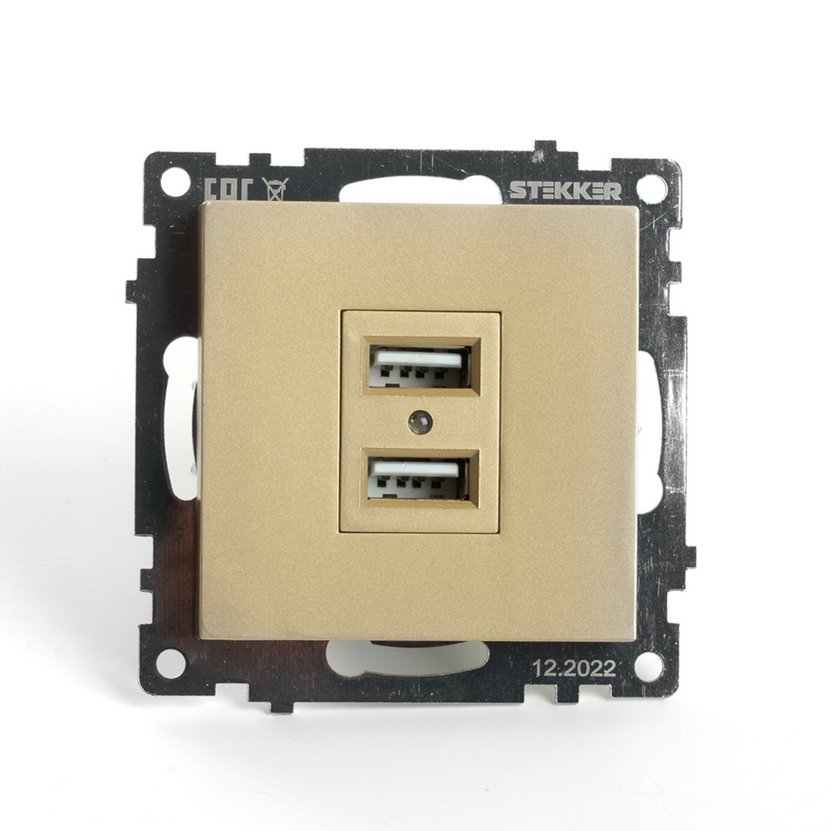 Розетка USB 2-местная STEKKER GLS10-7115-08 250B 21А Катрин золото 49229