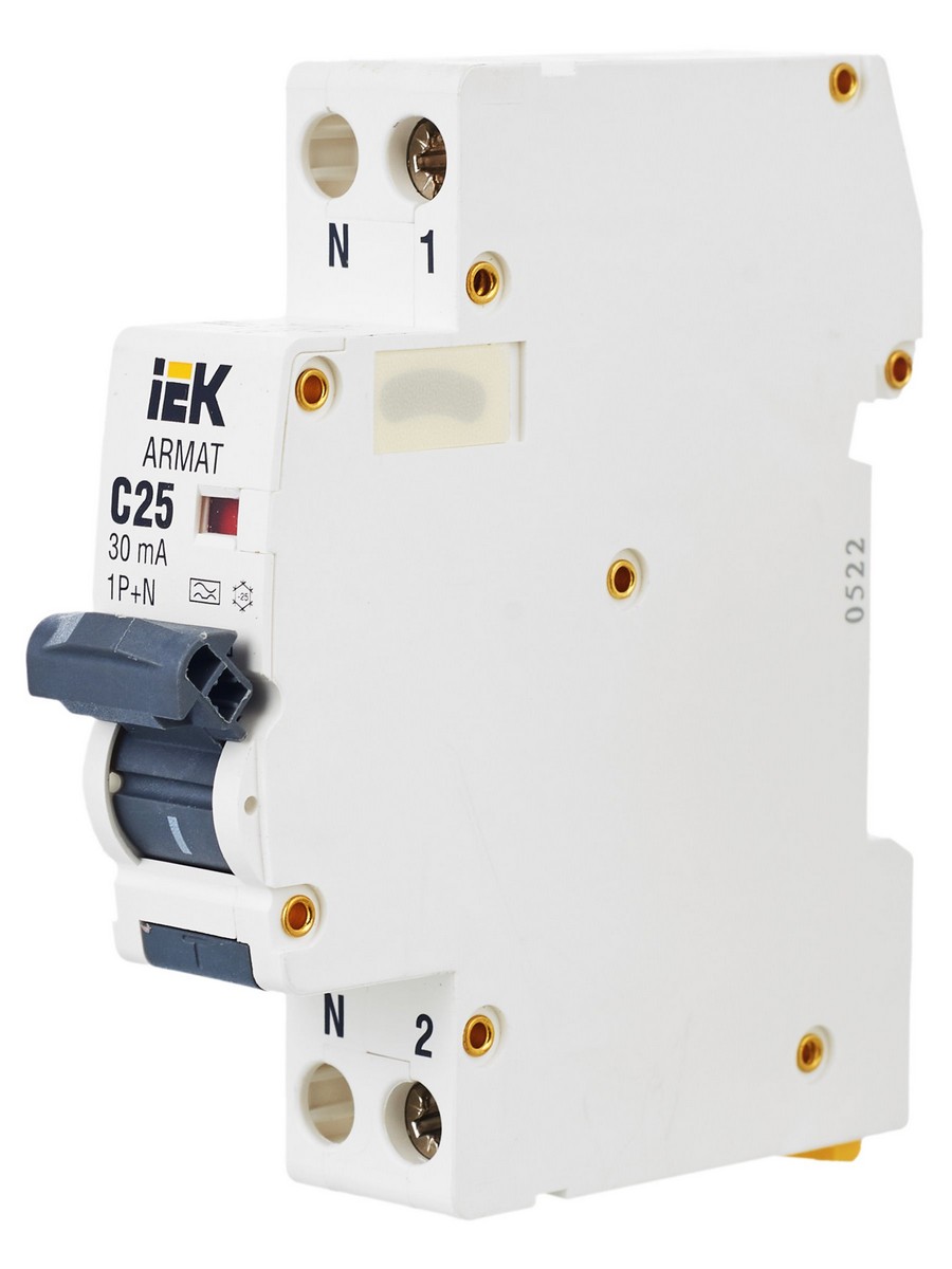 АВДТ Дифф. Автомат IEK ARMAT B06S 1P+NP C25 30мА тип A (18мм) AR-B06S-1N-C25A030