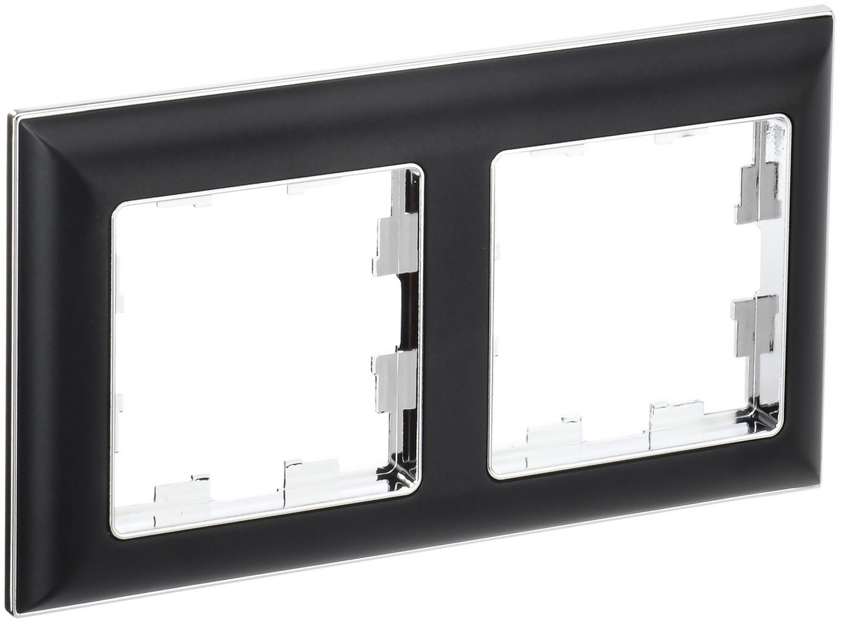 IEK Brite Рамки Рамка IEK BRITE DECOR Черный/хром 3D-форма 2-мест. РУ-2-Бр BR-M22-12-2-K23