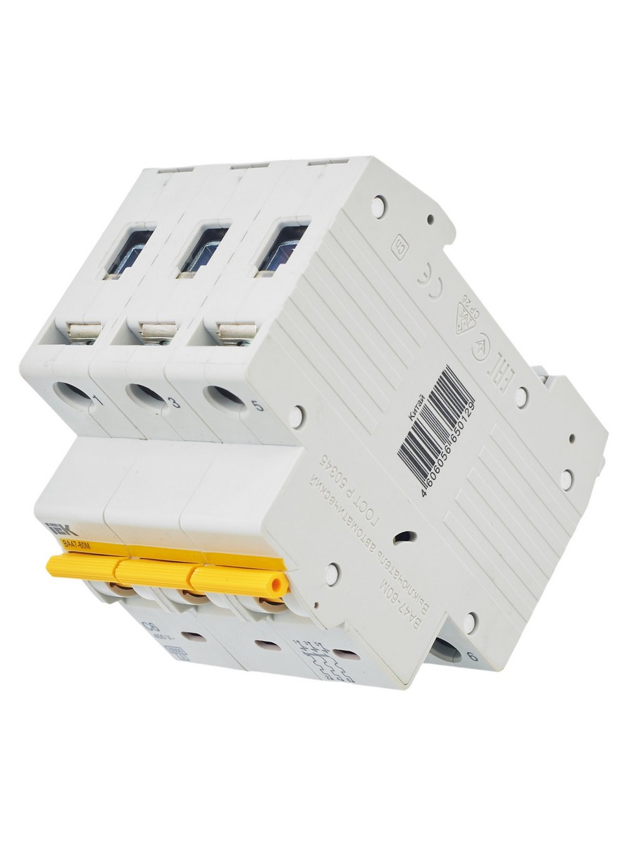 3 полюсные (трехполюсные) Автоматический выключатель IEK KARAT ВА47-60M 3Р 6А 6кА С MVA31-3-006-C 