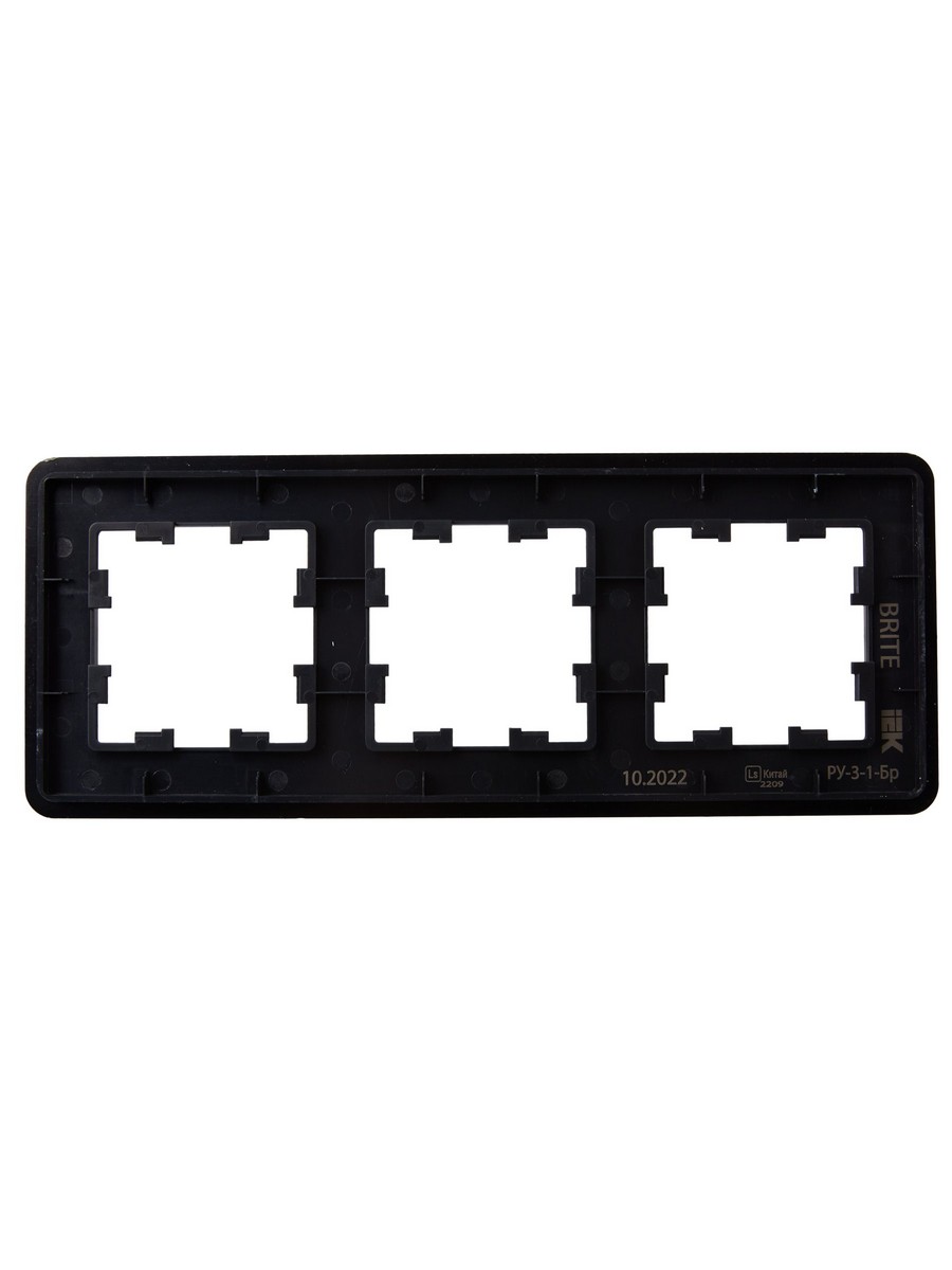 Рамка IEK BRITE DECOR Черный/алюм металл. скругл.угол 3-м РУ-3-1-Бр RE AL BR-M32-M-21-K02