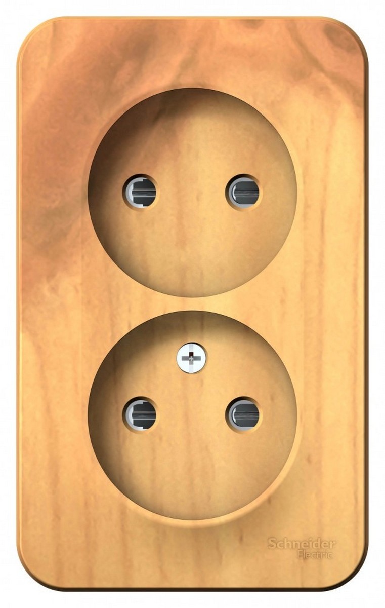 Blanca ясень розетки и выключатели Розетка SE Blanca 2-ая Ясень наружный б/з со шторками изолир. пластина BLNRA001215