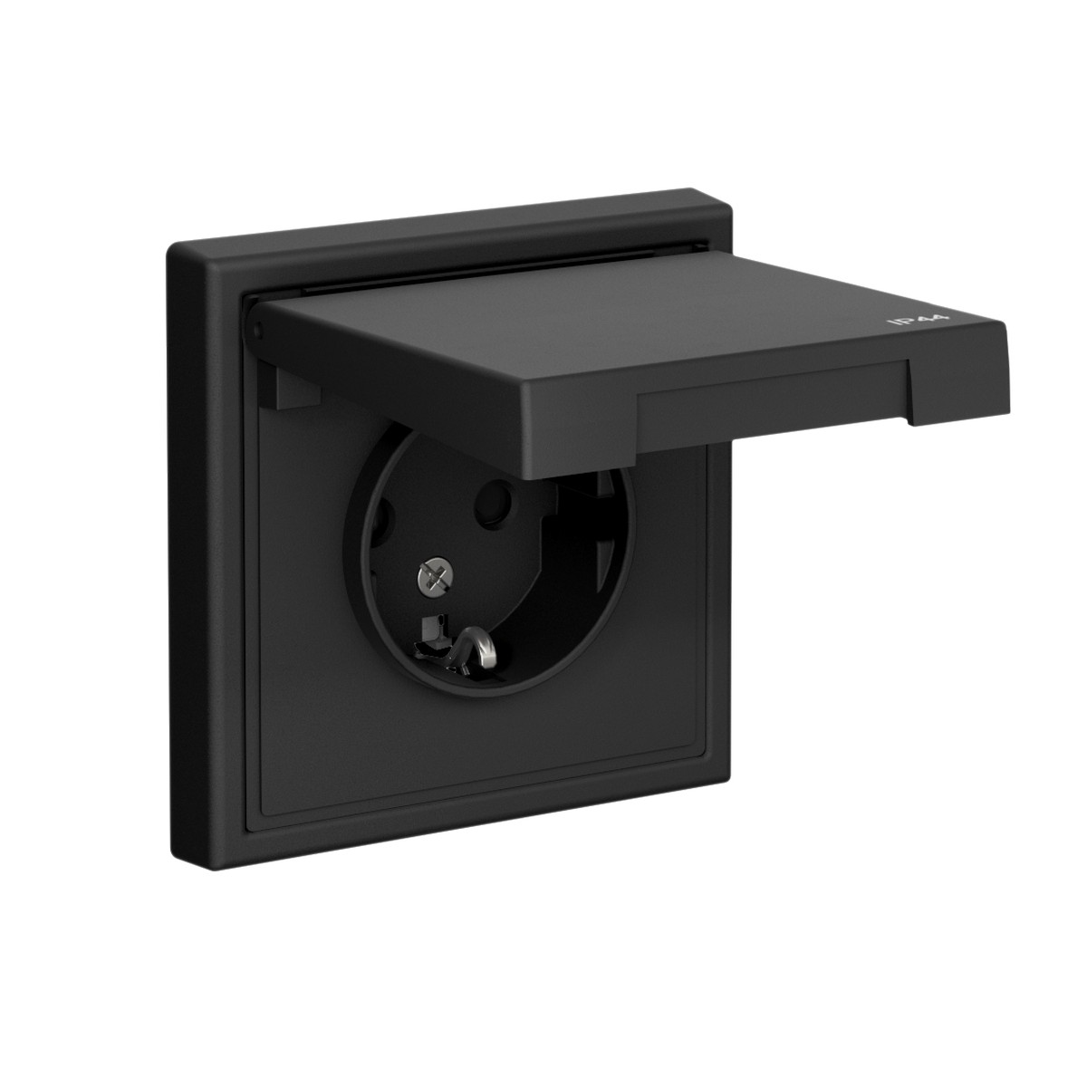 Розетка Systeme Electric ArtGallery Карбон с заземл. со шт. с крышк 16А IP44 GAL441046