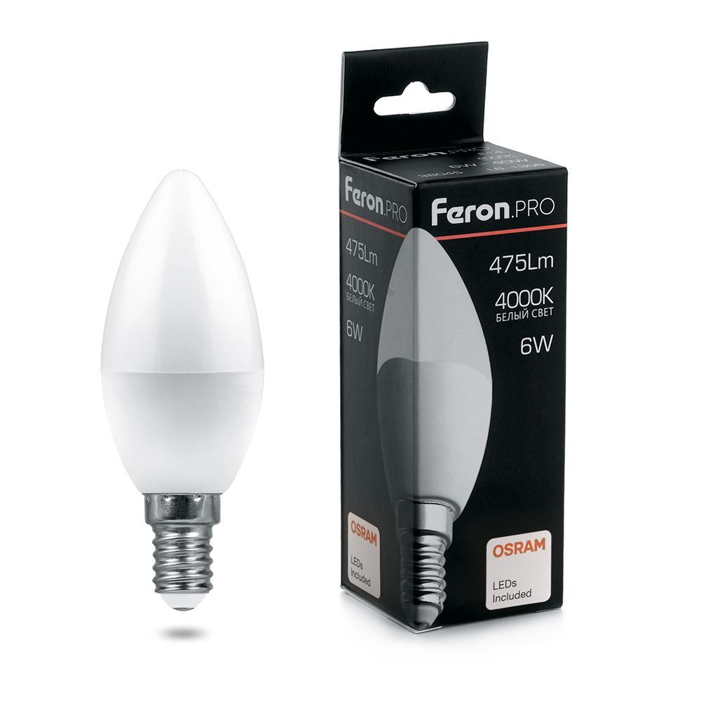 E14 Лампа светодиодная Feron.PRO LB-1309 Свеча E14 9W 4000K OSRAM LED 38060 