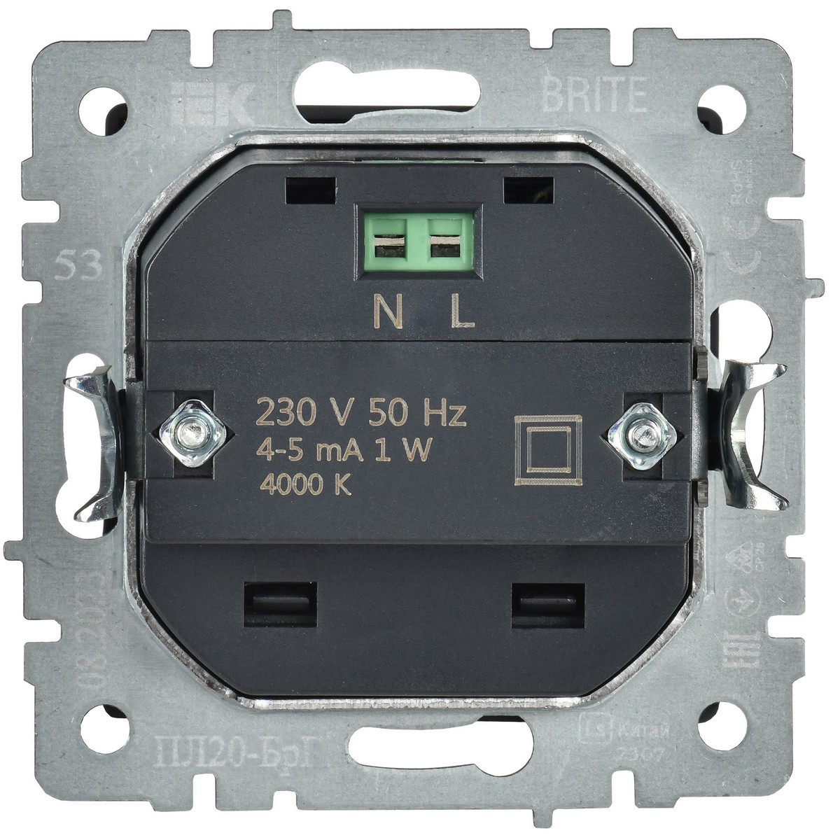 Подсветка IEK BRITE LED встраиваемая ПЛ20-БрГ графит BR-FL20-K53