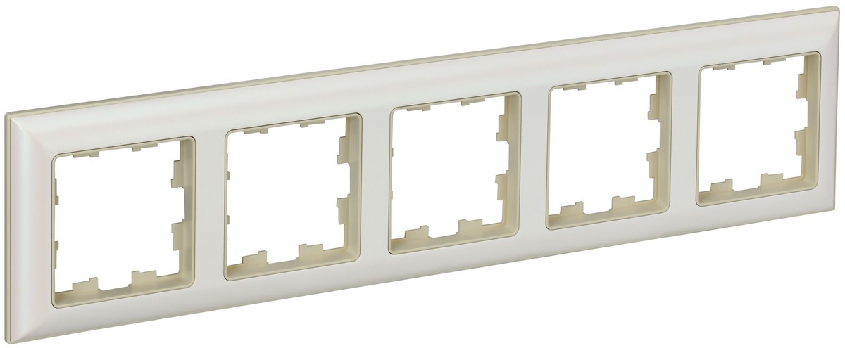 Рамка IEK BRITE DECOR Жемчуг/беж 3D-форма 5-мест. РУ-5-Бр