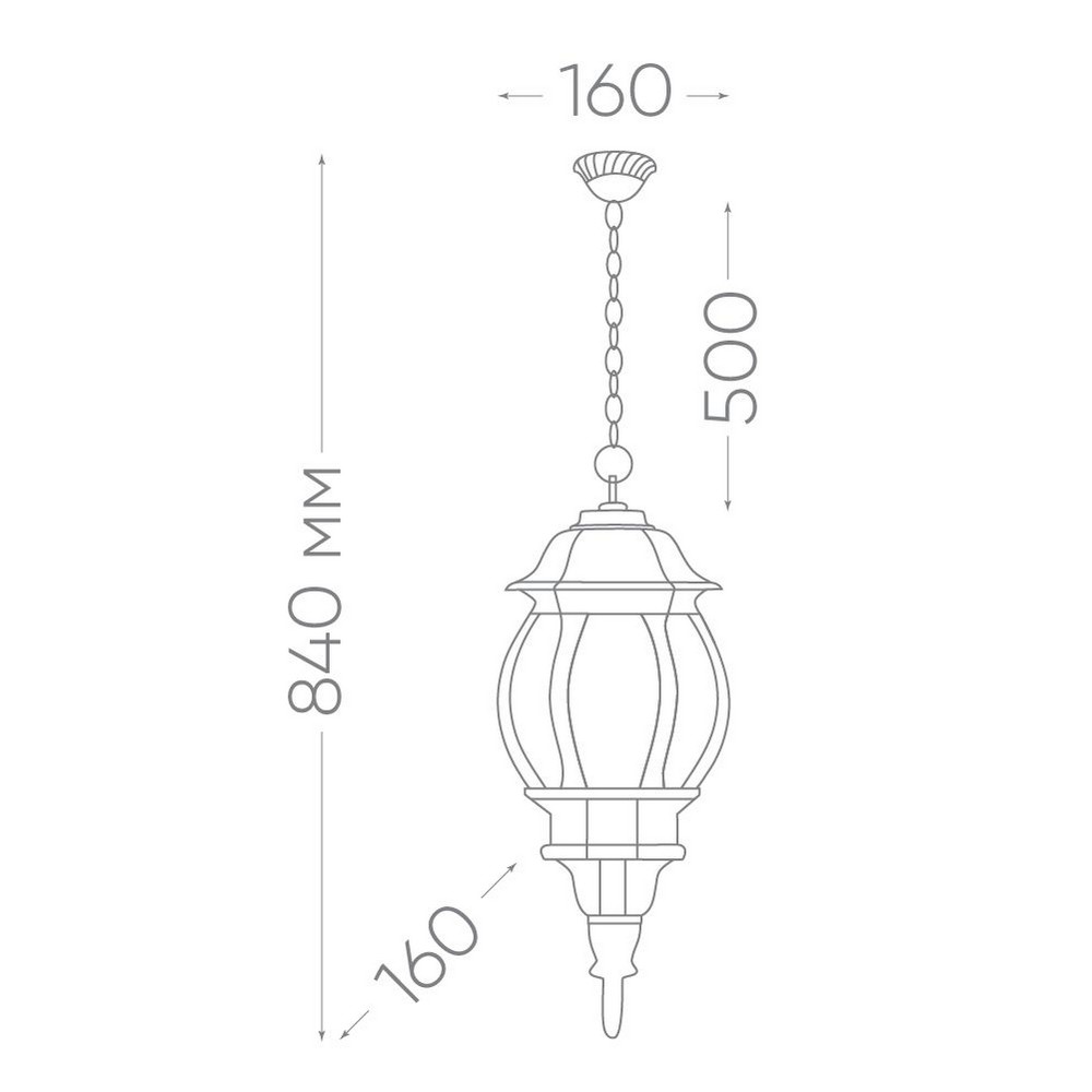 Уличный светильник Feron 8105 восьмигранный на цепочке 100W E27 230V, белый 11103