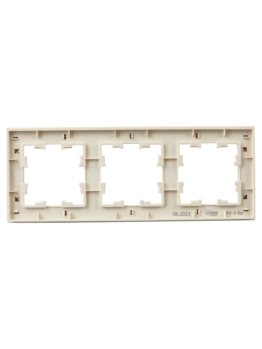 Рамка IEK BRITE DECOR Бежевый рифленый 3-м РУ-3-Бр BR-M32-51-K10