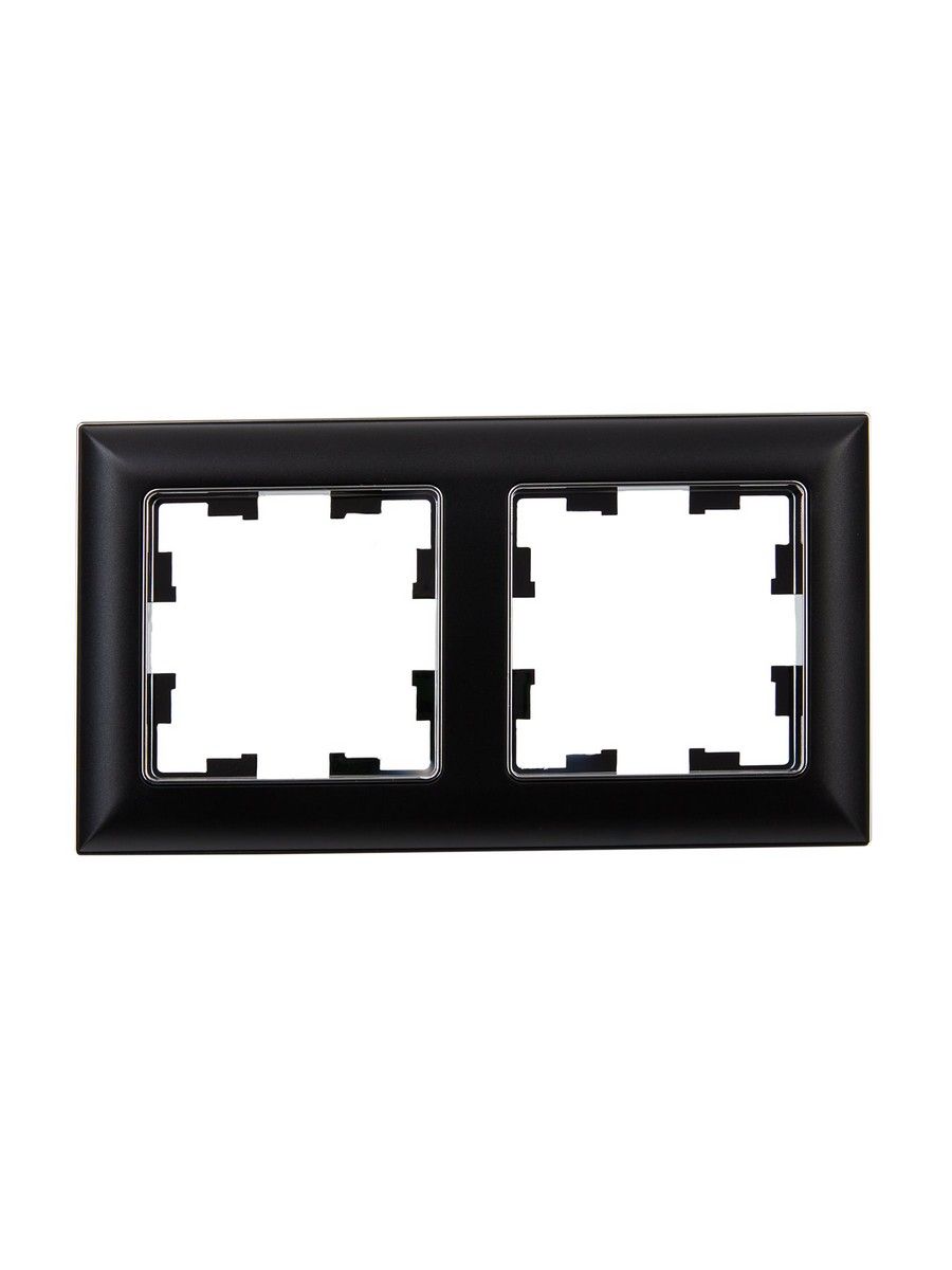 Рамка IEK BRITE DECOR Черный/хром 3D-форма 2-мест. РУ-2-Бр BR-M22-12-2-K23