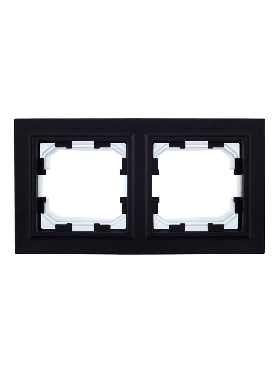IEK Brite Рамки Рамка IEK BRITE 2-местная IP44 РУ-2-БрЧ-44 черный BR-M22-44-K02