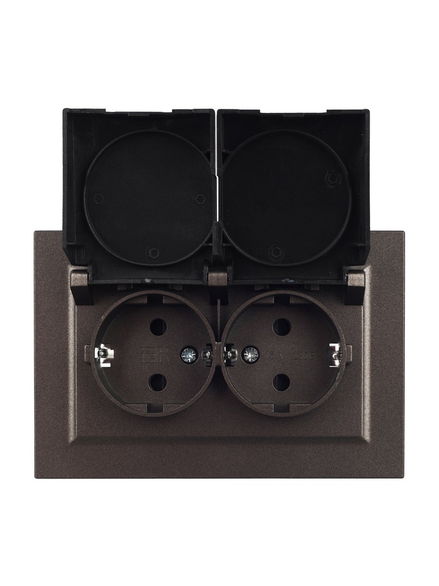 Розетка IEK BRITE 2-я с кр. 16А в сб IP44 РСбш12-3-44-БрТБ темная бронза BR-R26-16-44-K45-F