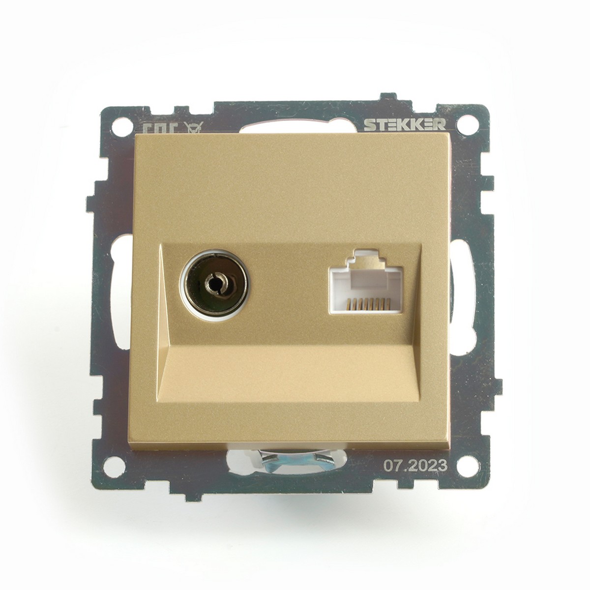 Розетка TV + компьютерная RJ-45 STEKKER GLS00-7106-08 Катрин золото 49230