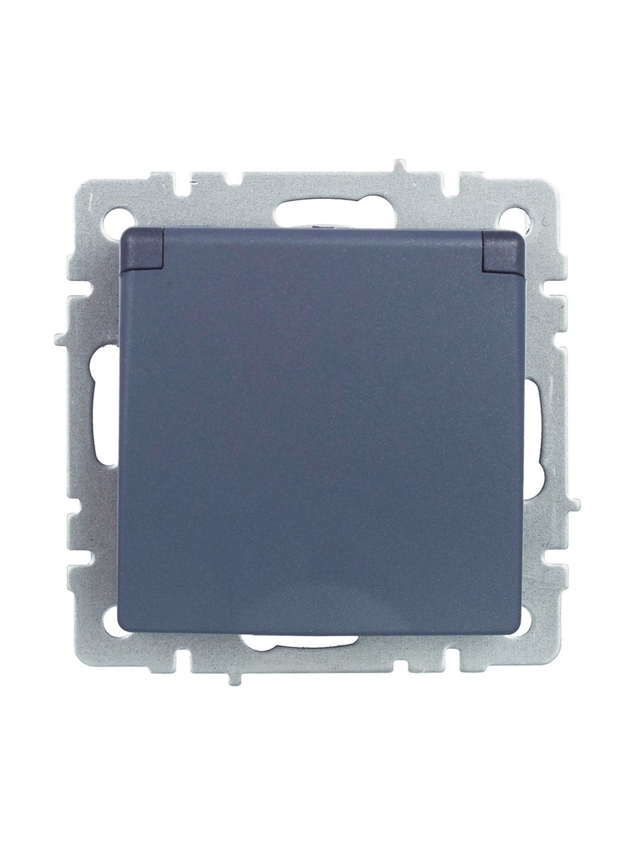 Розетка IEK BRITE с/з с шторками и крышкой 16А IP20 РСбш10-3-БрМ маренго BR-R16-16-K35