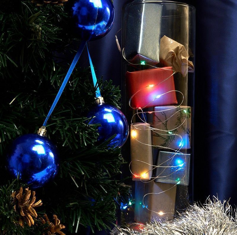 Светодиодная гирлянда Feron CL570 линейная Роса мультиколор 2м + 0.5м с питанием от батареек 32363