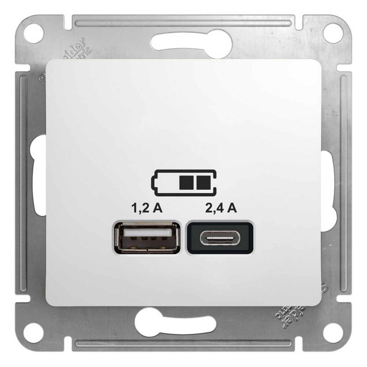 Розетка USB Systeme Electric Glossa Белый A+С, 5В/2,4А, 2х5В/1,2А GSL000139